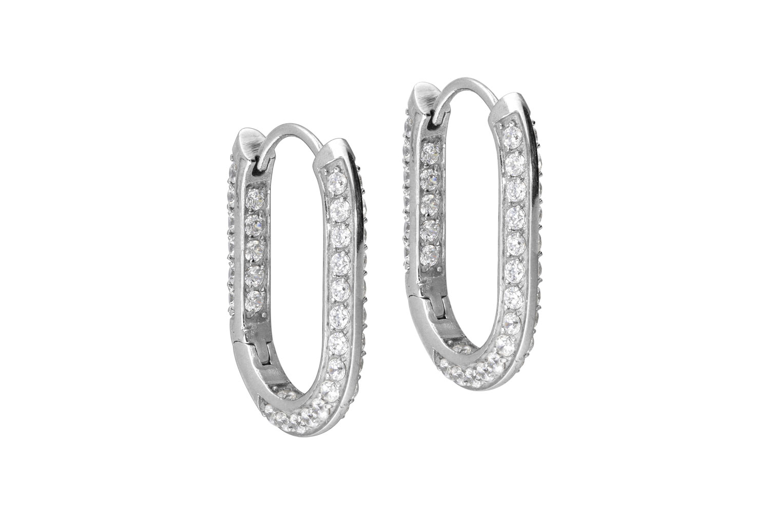 Chirurgenstahl Ohrclicker Creolen OVAL + KRISTALLRAND von Piercingline